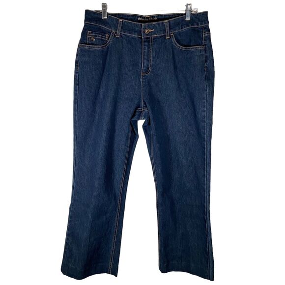 Christopher & Banks Womens Modern Fit Straight Leg Blue Denim Jeans Sz 12 Hemmed - Picture 1 of 9